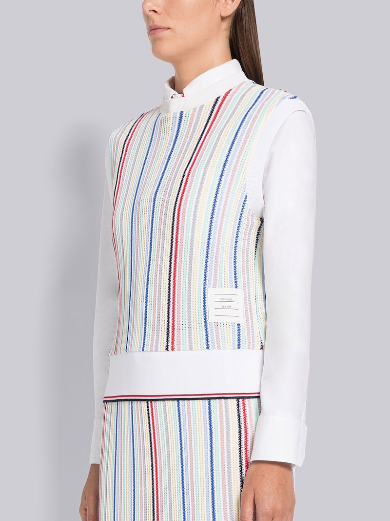 Stripe Viscose Mesh Tipping Shell Top