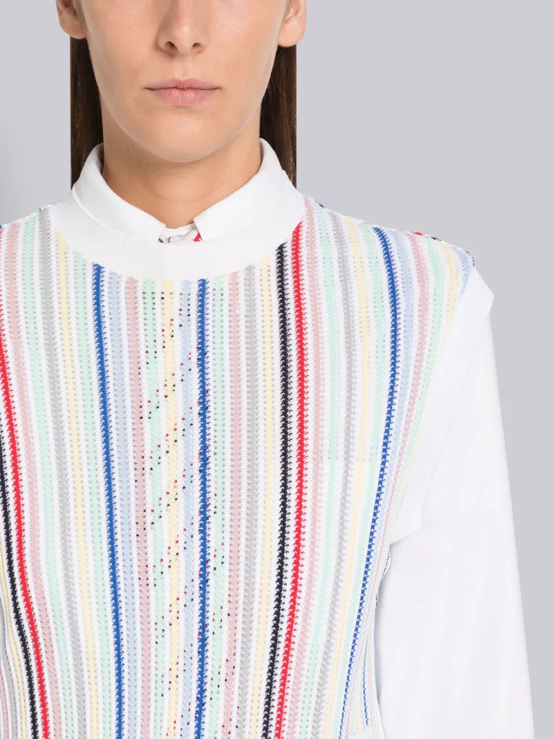 Stripe Viscose Mesh Tipping Shell Top