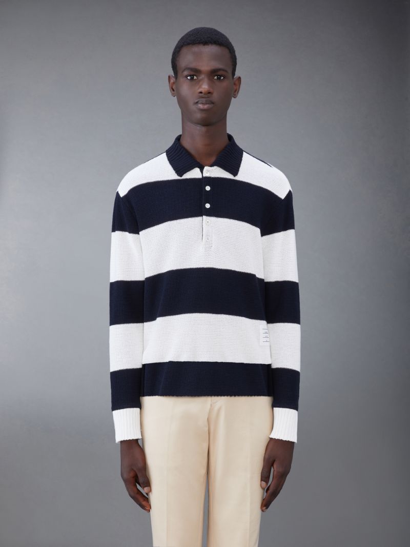 striped knitted polo shirt | Thom Browne