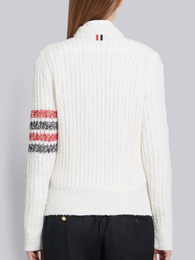 Striped Sleeve Bouclé Knit Cardigan | Thom Browne