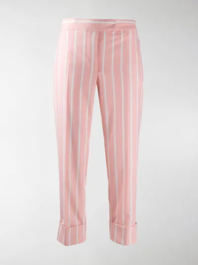 striped straight leg trousers