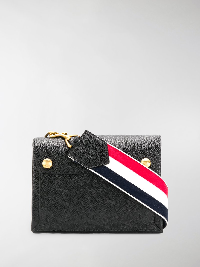 Thom Browne striped strap clutch bag black MODES