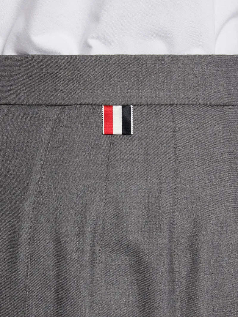 SUPER 120'S TWILL BELOW THE KNEE PLEATED SKIRT