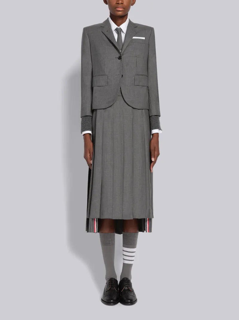 SUPER 120'S TWILL BELOW THE KNEE PLEATED SKIRT
