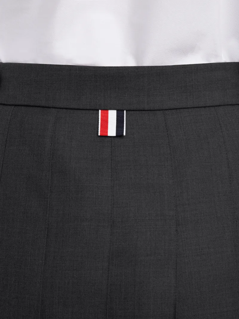 SUPER 120'S TWILL BELOW THE KNEE PLEATED SKIRT