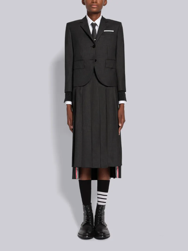 SUPER 120'S TWILL BELOW THE KNEE PLEATED SKIRT