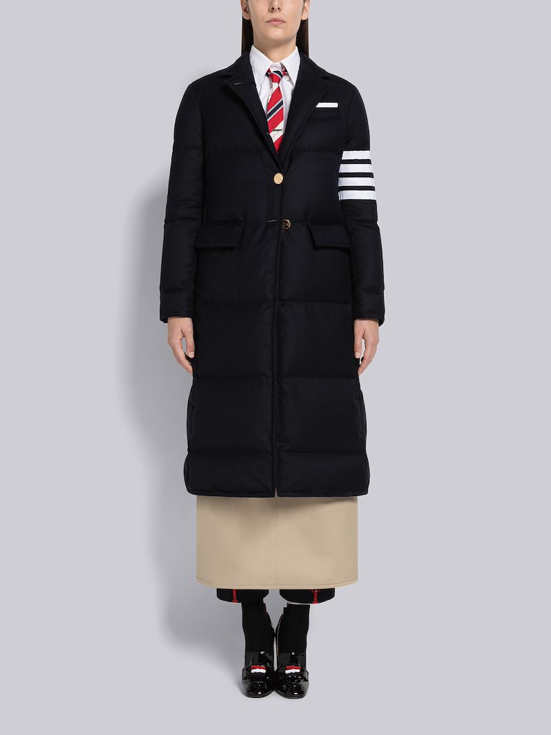 Super 120s Wool Twill Back Tab 4-Bar Down Overcoat