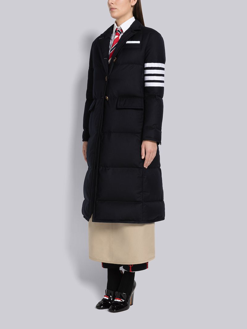 Super 120s Wool Twill Back Tab 4-Bar Down Overcoat
