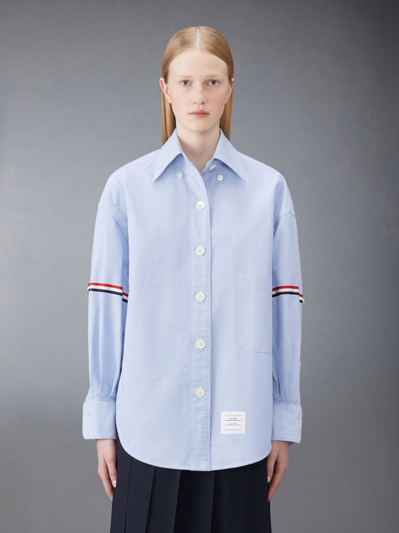 SUPERSIZED POINT COLLAR SHIRT W/ RWB GROSGRAIN ARMBANDS IN OXFORD ...