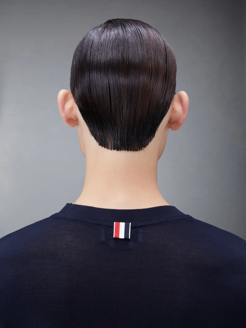 ライトウェイトコットンショートスリーブストライプTシャツブルー  