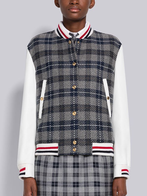 Tartan Cashmere And Leather Varsity Jacket