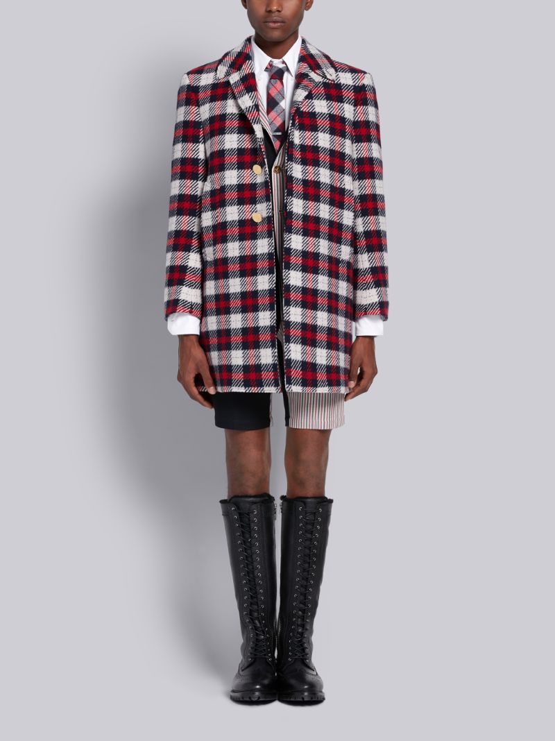 tartan-check tweed cashmere overcoat