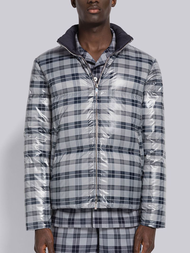 Tartan Shiny Tech 4-Bar Reversible Down Jacket