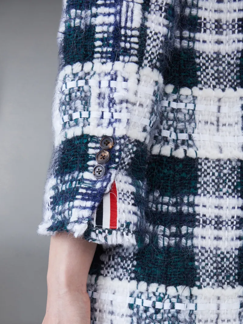 Tartan Tweed Frayed Bal Collar Dress | Thom Browne