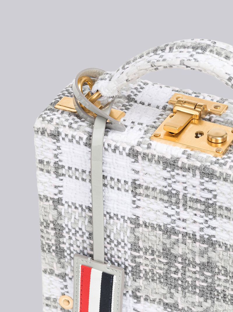 tartan-tweed micro case cross-body bag