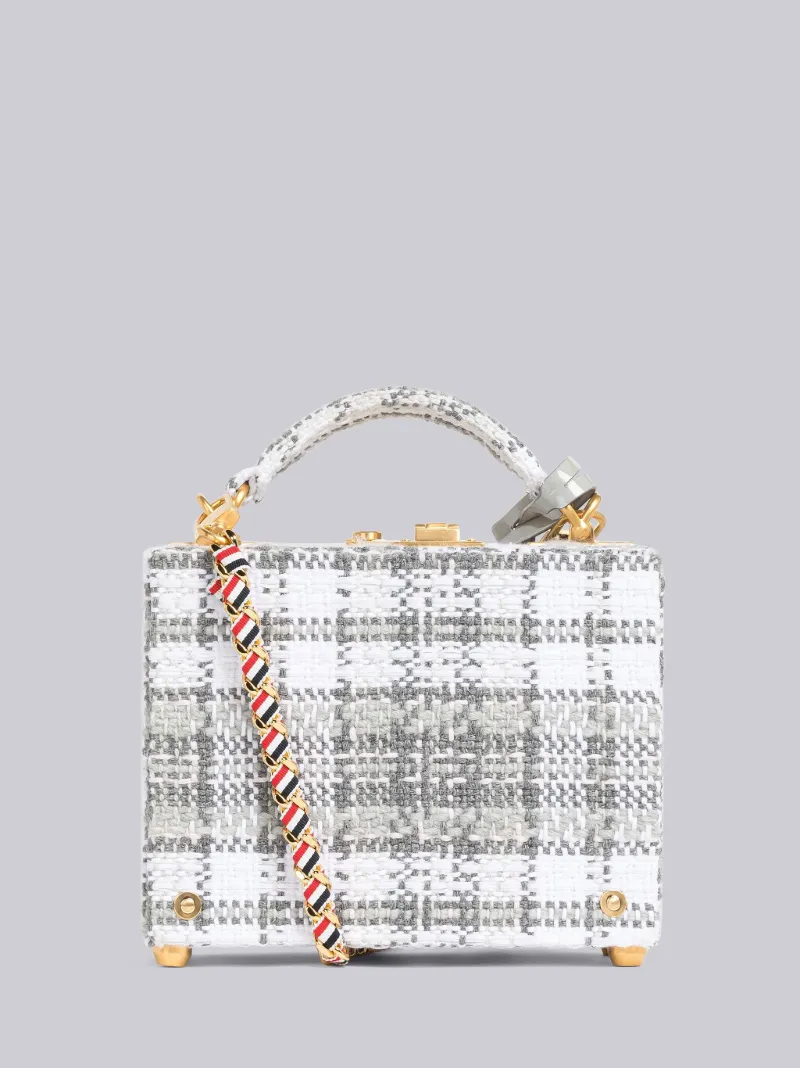 tartan-tweed micro case cross-body bag