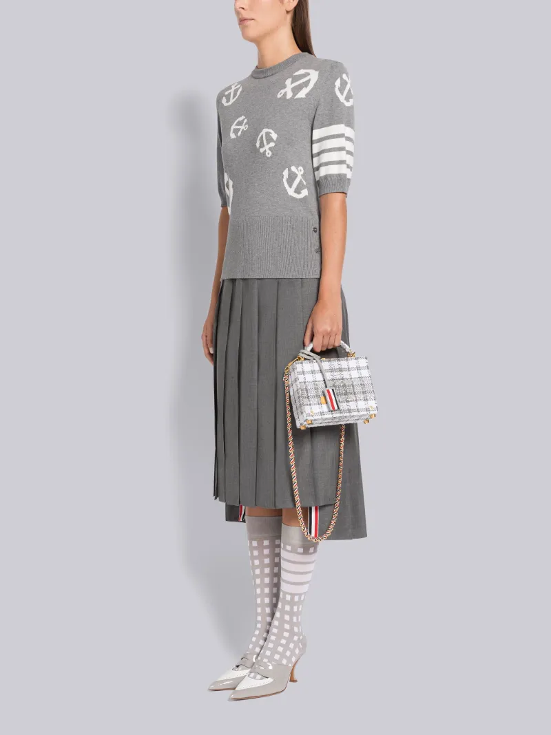 tartan-tweed micro case cross-body bag