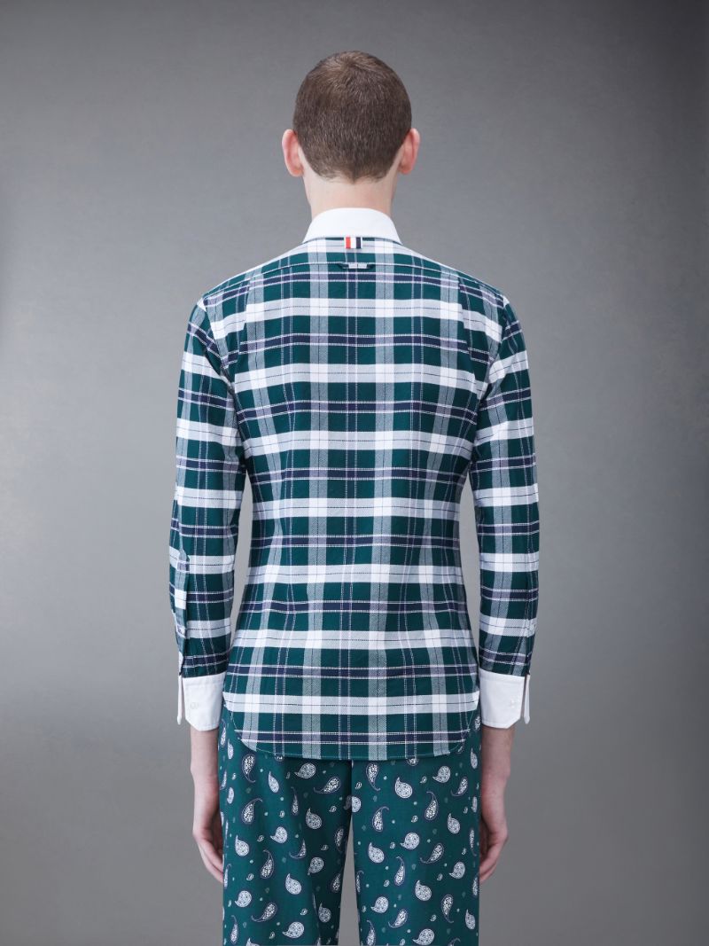 Tartan Twill Round Collar Shirt | Thom Browne