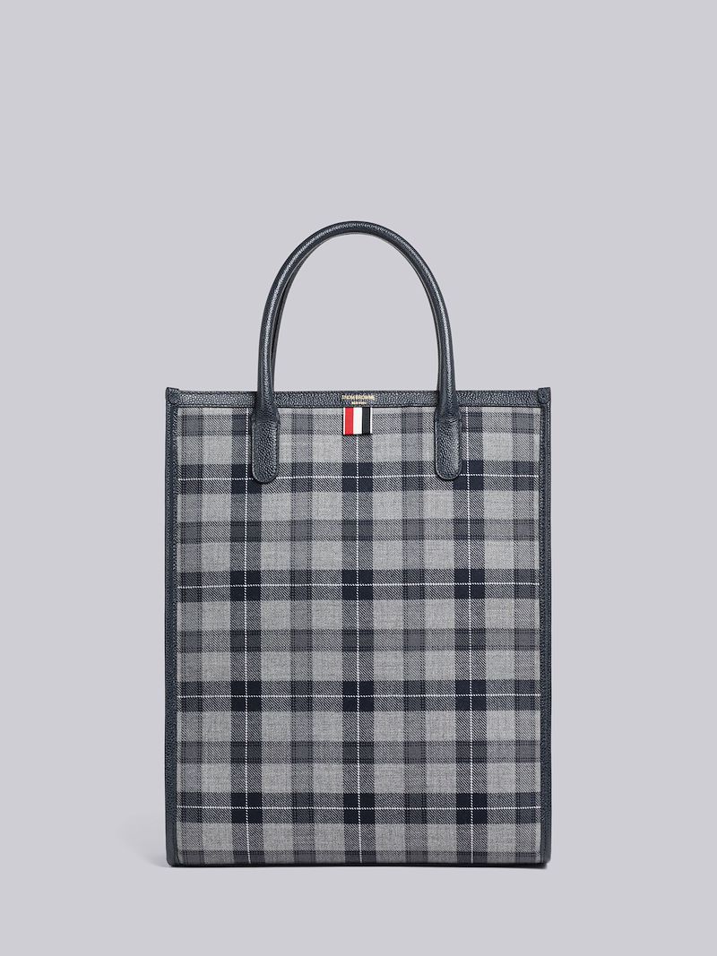 Tartan Wool And Leather Vertical Tote