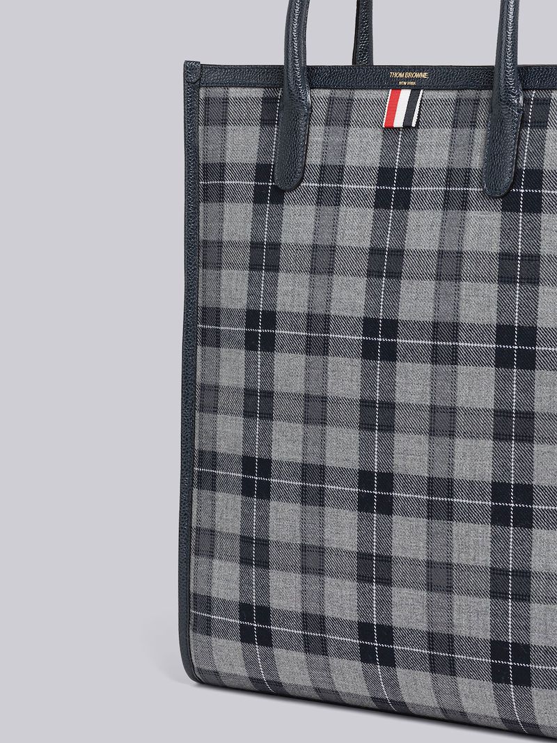 Tartan Wool And Leather Vertical Tote