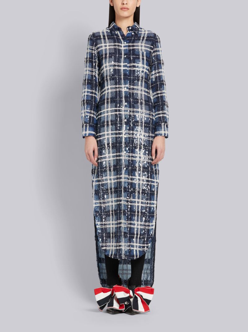 TB Tartan Sheer Sequin Shirtdress