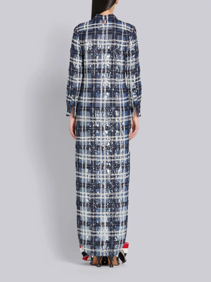 TB Tartan Sheer Sequin Shirtdress