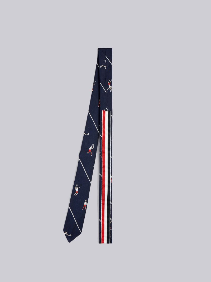tennis embroidered tie