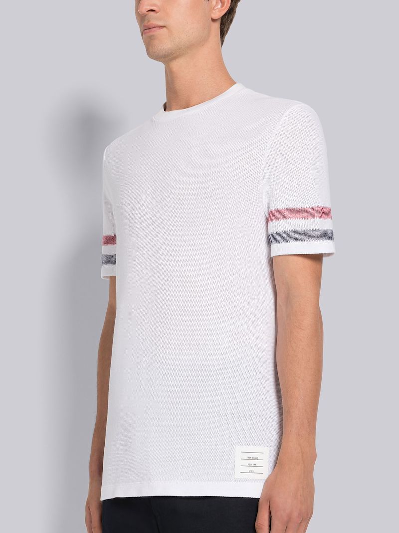TEXTURED COTTON STRIPE SHORT SLEEVE TEE
