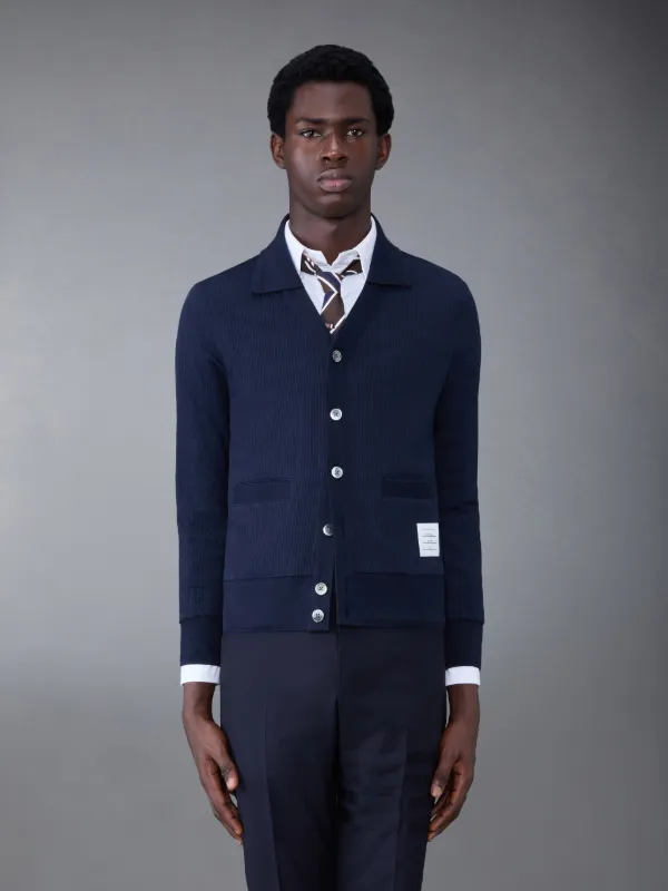 Thermal Rib Long Sleeve Polo Cardigan