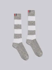 Thick Cotton Over-The-Calf Rugby Stripe Socks