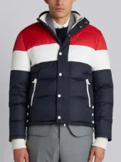 Three Panel Downfilled Funnel Collar Ski Jacket In Mini Ripstop