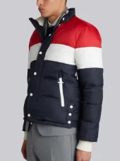 Three Panel Downfilled Funnel Collar Ski Jacket In Mini Ripstop