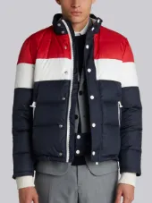 Three Panel Downfilled Funnel Collar Ski Jacket In Mini Ripstop