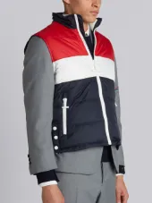 Three Panel Downfilled Funnel Collar Ski Vest In Mini Ripstop