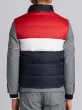 Three Panel Downfilled Funnel Collar Ski Vest In Mini Ripstop