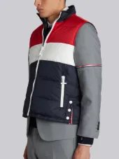 Three Panel Downfilled Funnel Collar Ski Vest In Mini Ripstop
