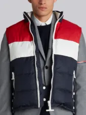Three Panel Downfilled Funnel Collar Ski Vest In Mini Ripstop