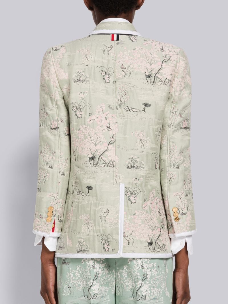 Toile Cotton Jacquard Sack Sport Coat With Tipping