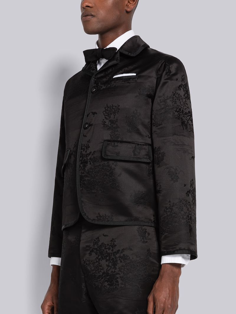 Toile Jacquard Round Collar Shrunken Single Breasted Sport Coat