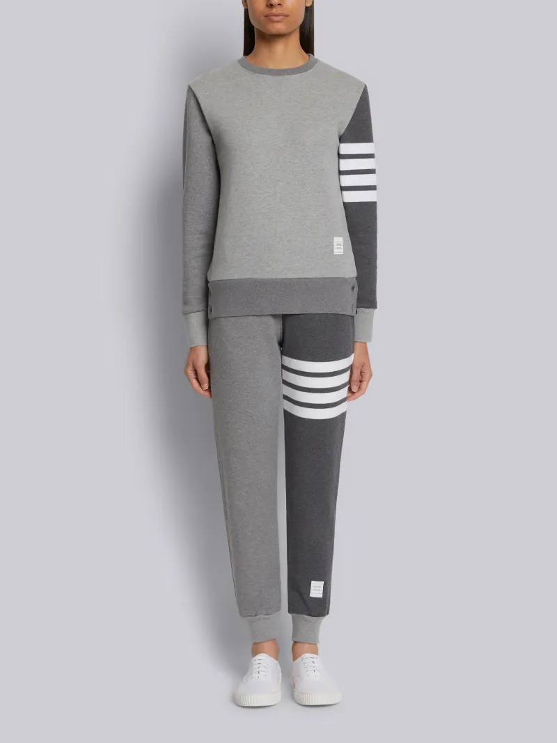 Tonal Grey Classic Loop Back Relaxed Crewneck 4-Bar Sweatshirt