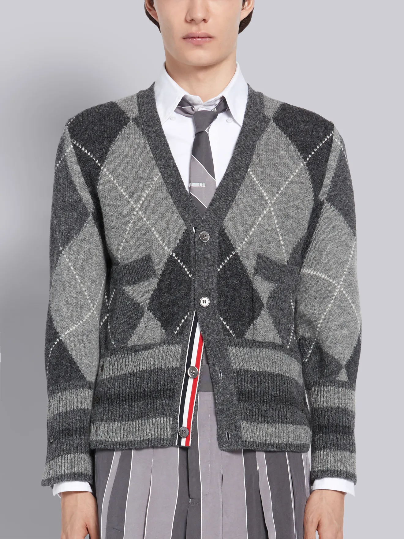 argyle print cardigan