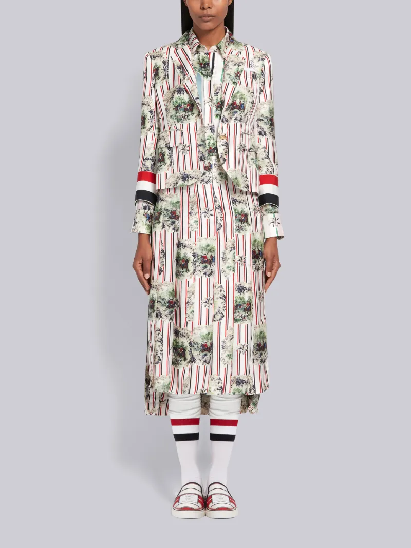 Tricolor Hunting Print Pleated Skirt