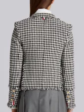 Trompe L’oeil Collar Sport Coat With Fray In Gun Club Check Gimped Yarn Tweed