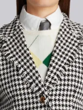 Trompe L’oeil Collar Sport Coat With Fray In Gun Club Check Gimped Yarn Tweed