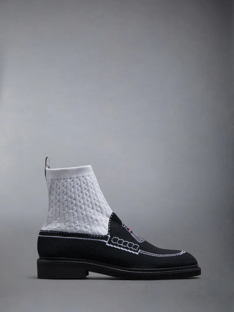 Trompe L'oeil Knit Tassel Micro Sole Loafer Sock Boot Thom Browne