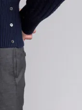 Trompe L'oeil Long Sleeve Polo In Navy Cashmere