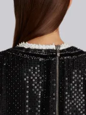 TROMPE L’OEIL SHORT SLEEVE CLASSIC TUXEDO DRESS IN STARRY NIGHT EMBROIDERY