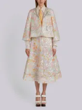 Trompe L’oeil Swing Jacket In Opalescent Crystal Embroidery With Diamond Collar