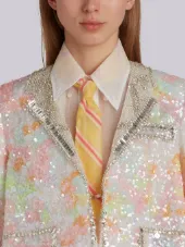 Trompe L’oeil Swing Jacket In Opalescent Crystal Embroidery With Diamond Collar