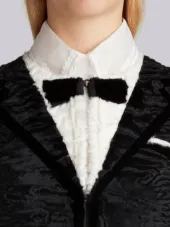 染色羊羔毛皮和貂皮TROMPE L'OEIL无尾礼服开衫夹克
